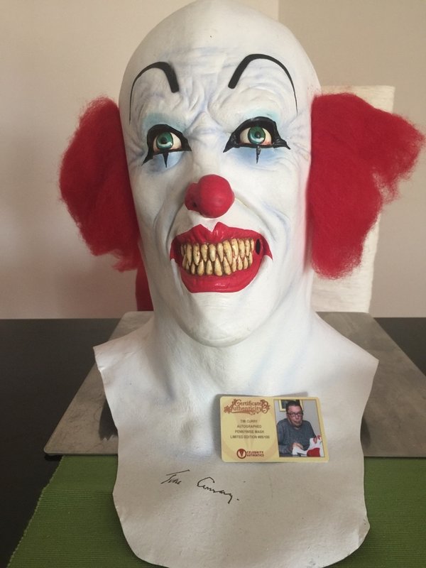 IT mask from the movie signed by Tim Curry autograph photo proof and COA