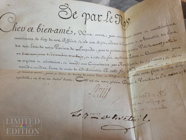 Letter from king Louis XVI (16th) to a southern France county.