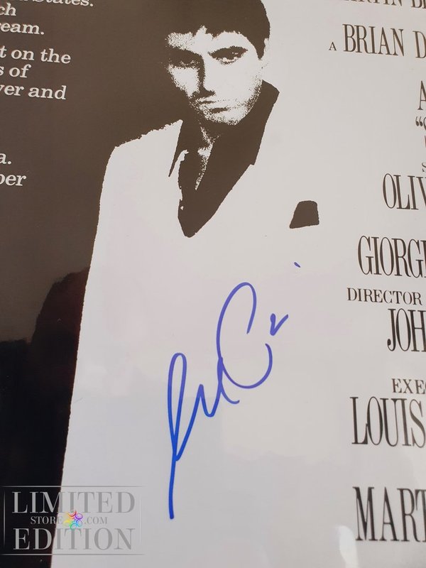 Autographes Al Pacino et Steven Bauer sur affiche Scarface