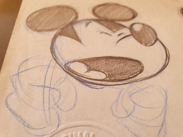 Mickey Mouse sketch, Disney. Dessin original.
